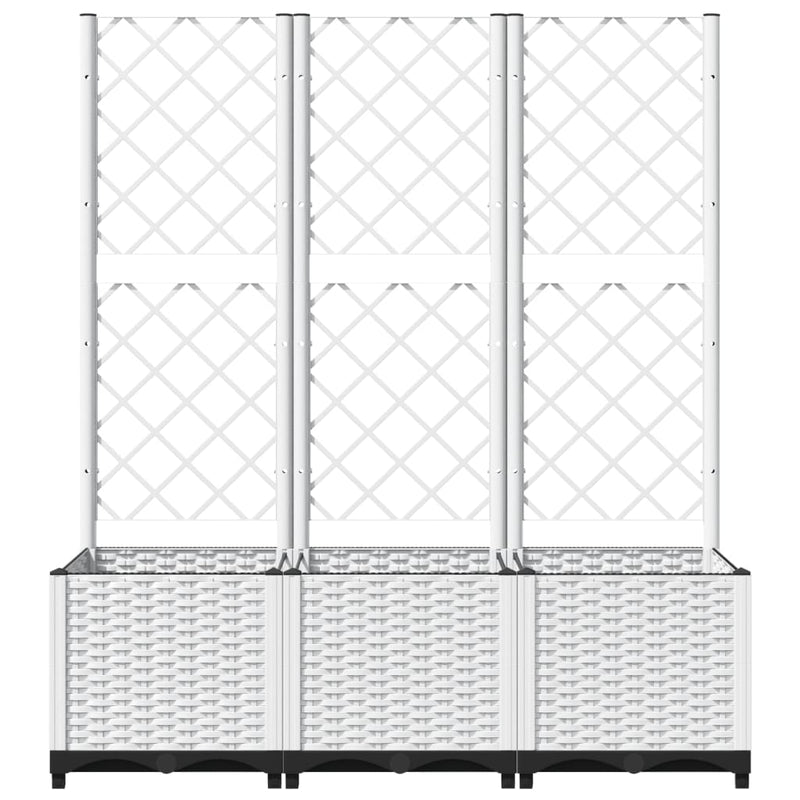 Garden Planter with Trellis White 120x40x136 cm PP