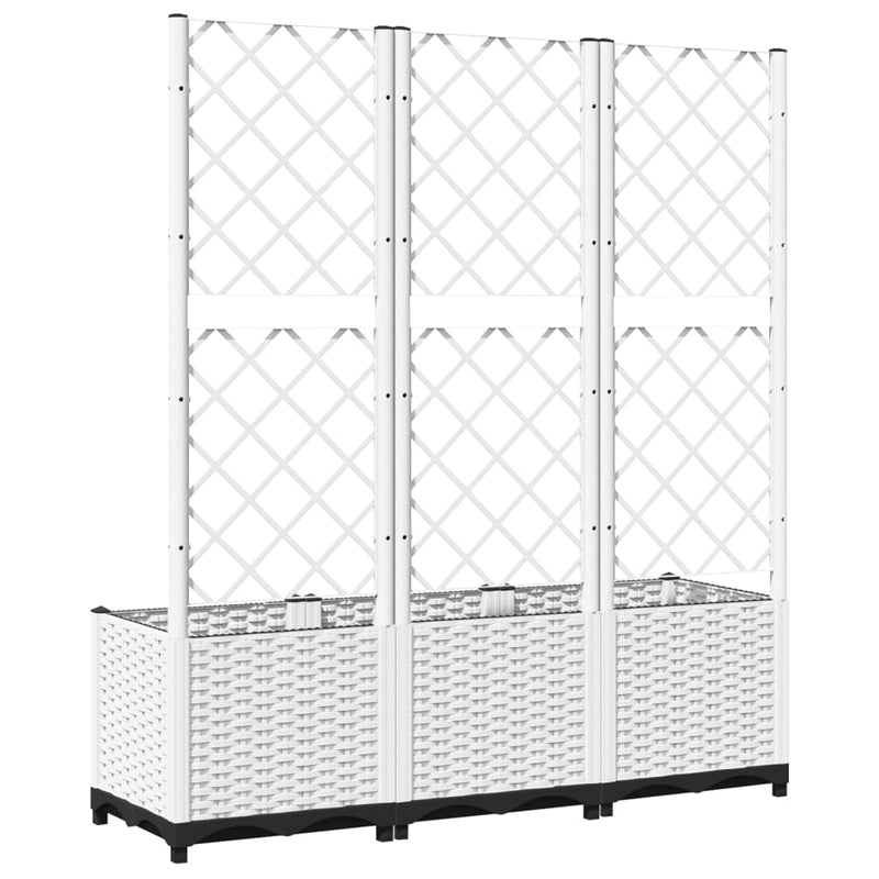 Garden Planter with Trellis White 120x40x136 cm PP