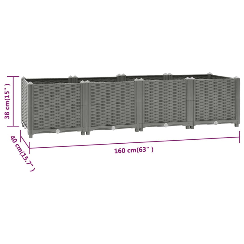 vidaXL Raised Bed 160x40x38 cm Polypropylene