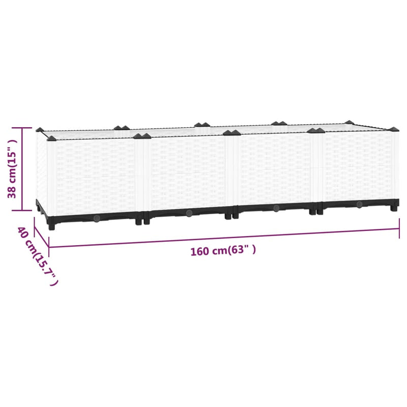 vidaXL Raised Bed 160x40x38 cm Polypropylene