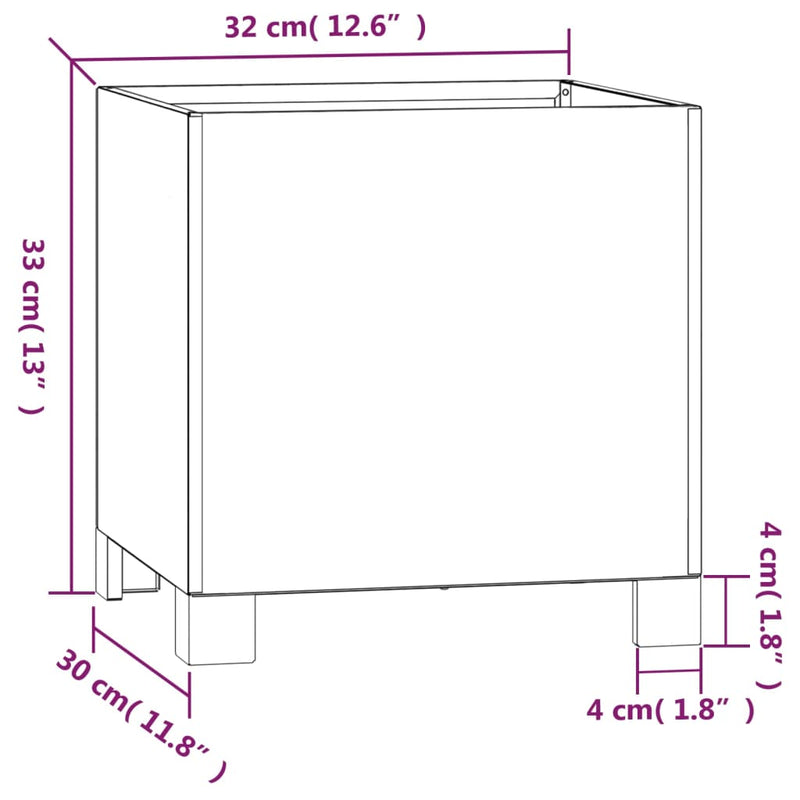 vidaXL Planter with Legs Rusty 30x30x30 cm Corten Steel