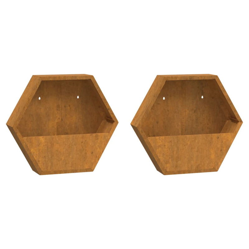vidaXL Wall Planters 2 pcs Rusty Corten Steel 46x10x40 cm