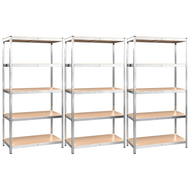 vidaXL 5-Layer Shelves 3 pcs Silver Steel and Engineered Wood