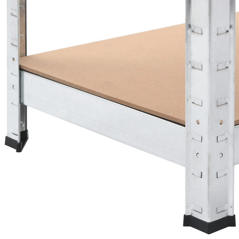 vidaXL 5-Layer Shelves 3 pcs Silver Steel and Engineered Wood