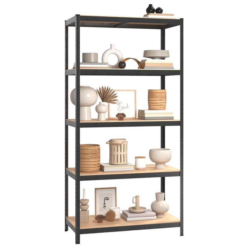 5-Layer Heavy-duty Shelves 3 pcs Grey Steel&Engineered Wood