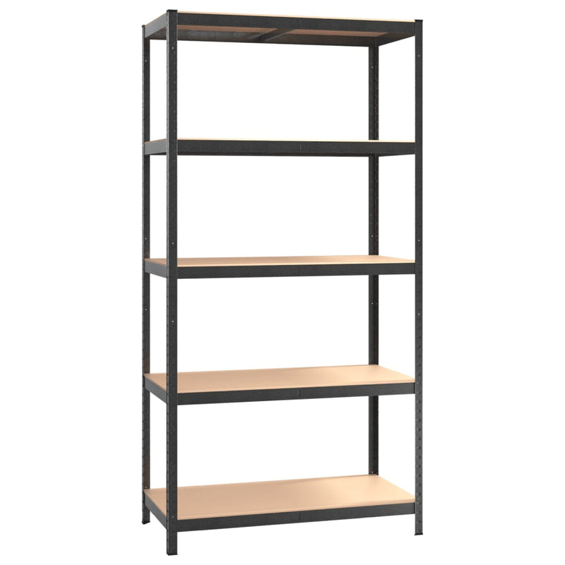 5-Layer Heavy-duty Shelves 3 pcs Grey Steel&Engineered Wood