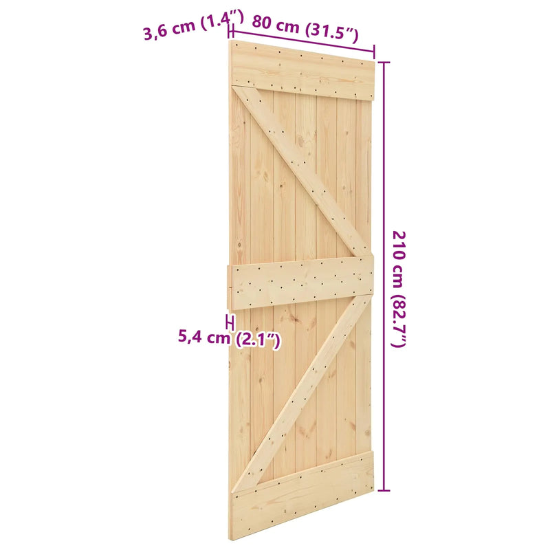 Door NARVIK Natural 80 x 210 cm Solid Pine Wood