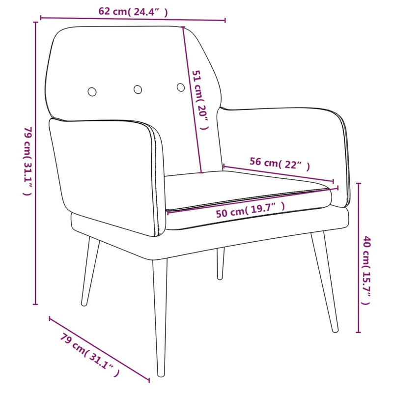 vidaXL Armchair Black 62x79x79 cm Velvet