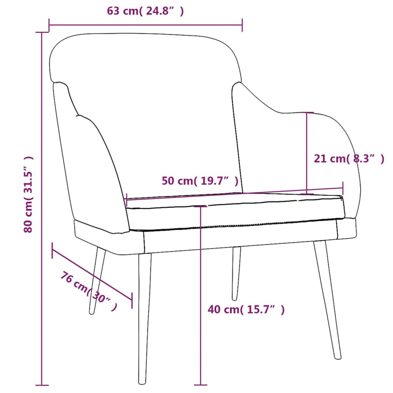 Armchair Black 63x76x80 cm Velvet