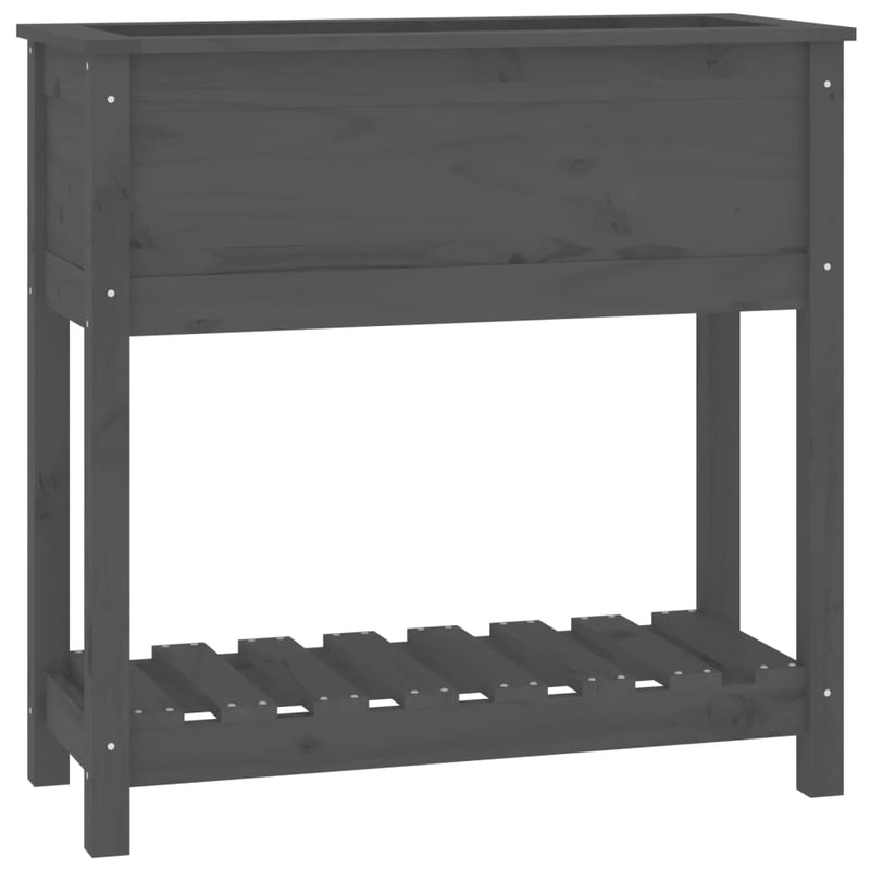 vidaXL Planter with Shelf Grey 82.5x34.5x81 cm Solid Wood Pine