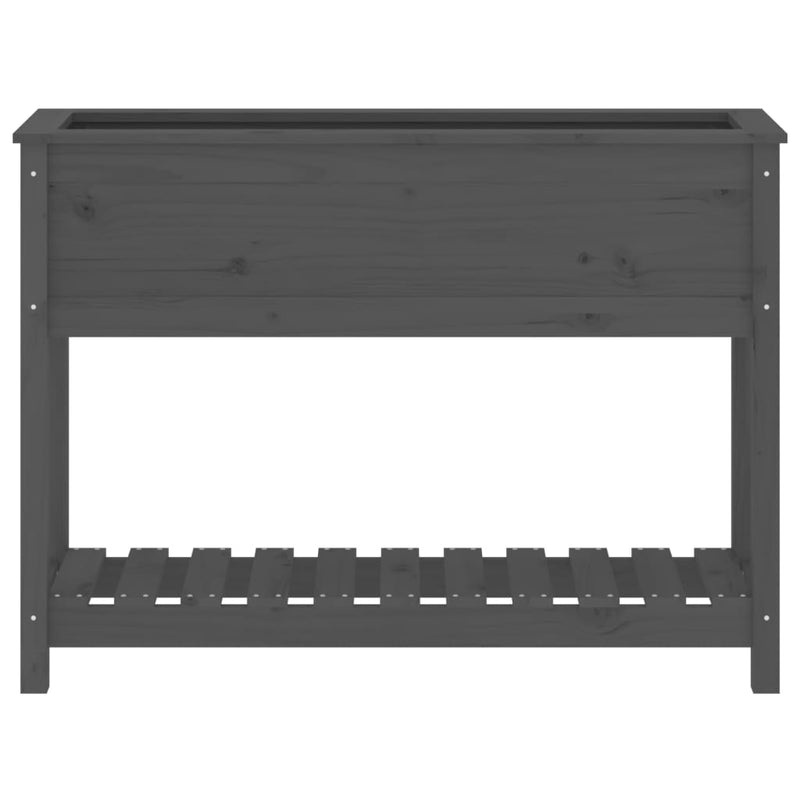 vidaXL Planter with Shelf Grey 111.5x34.5x81 cm Solid Wood Pine