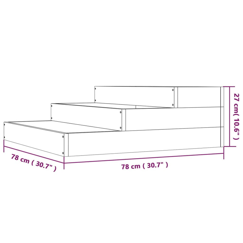 vidaXL Planter Grey 78x78x27 cm Solid Wood Pine