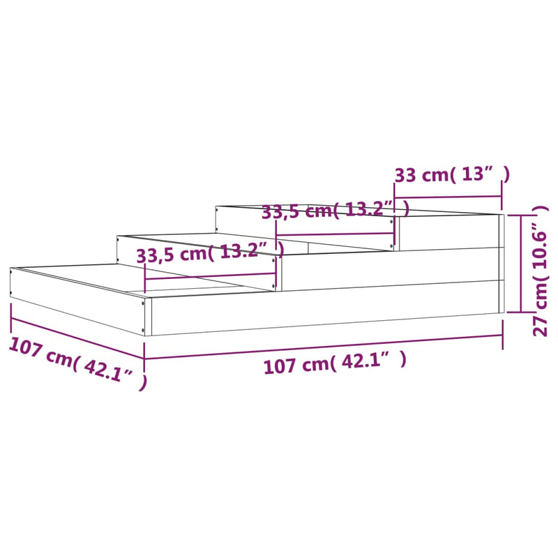 vidaXL Planter White 107x107x27 cm Solid Wood Pine
