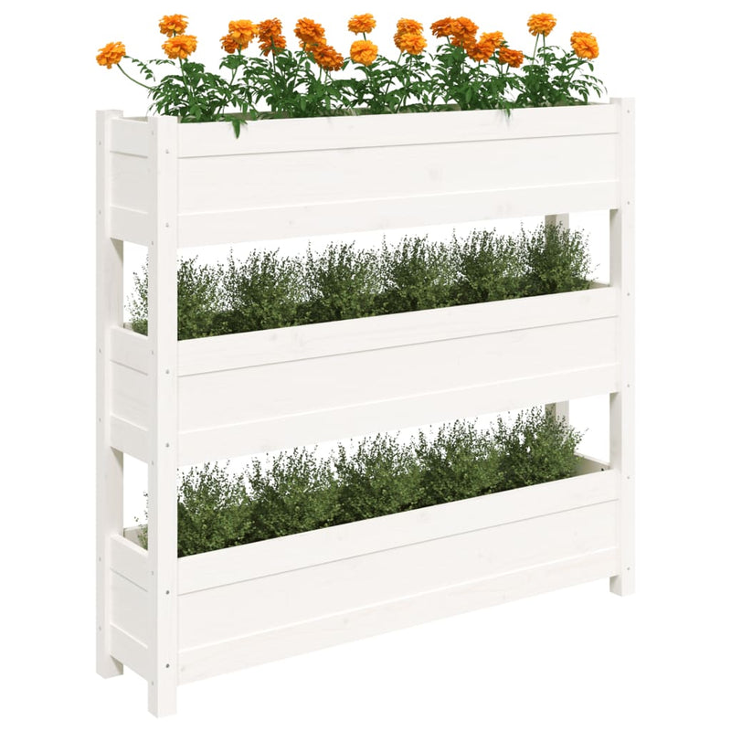 vidaXL Planter White 112x25x104.5 cm Solid Wood Pine