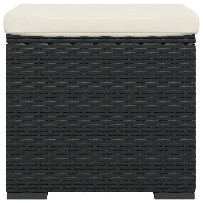 Ottomans with Cushions 2 pcs Black 40x30x40 cm Poly Rattan