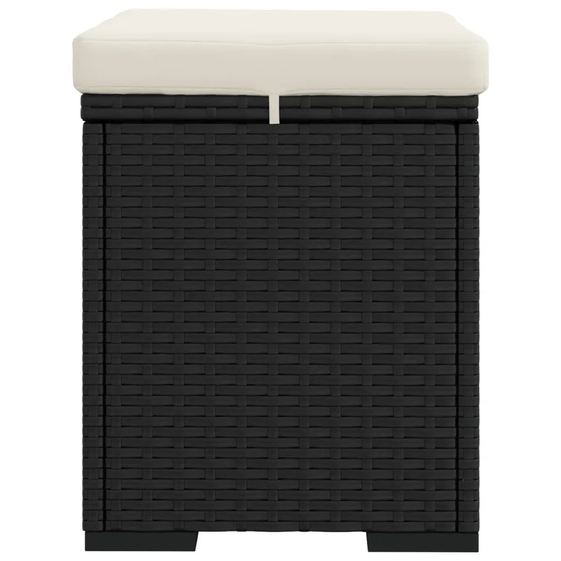 Ottomans with Cushions 2 pcs Black 40x30x40 cm Poly Rattan