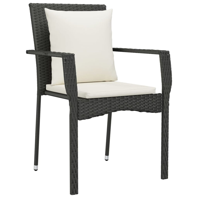 vidaXL Garden Chairs with Cushions 4 pcs Poly Rattan Black