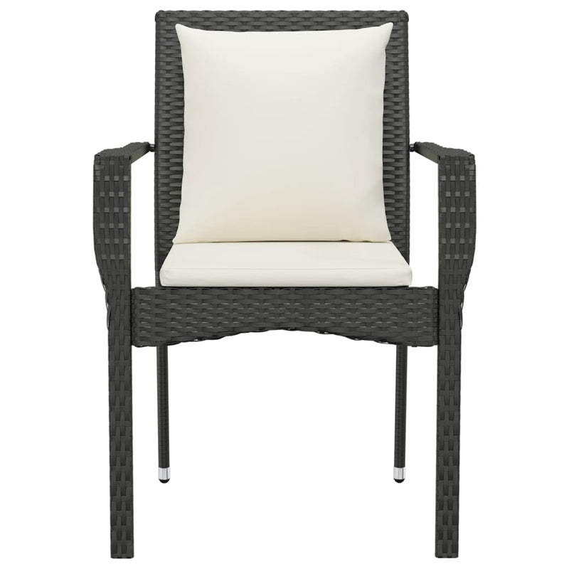 vidaXL Garden Chairs with Cushions 4 pcs Poly Rattan Black