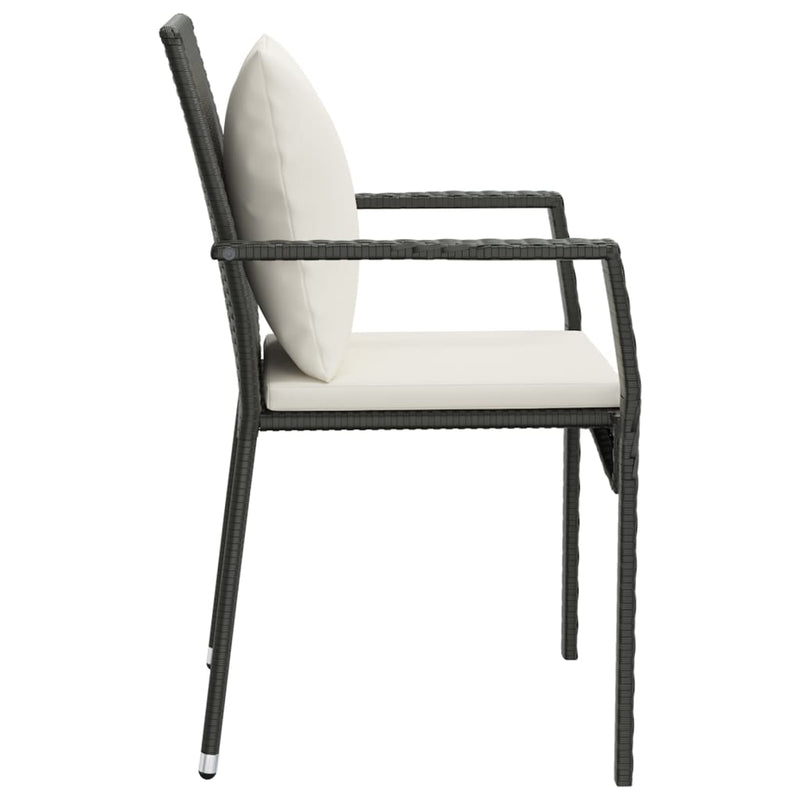 vidaXL Garden Chairs with Cushions 4 pcs Poly Rattan Black