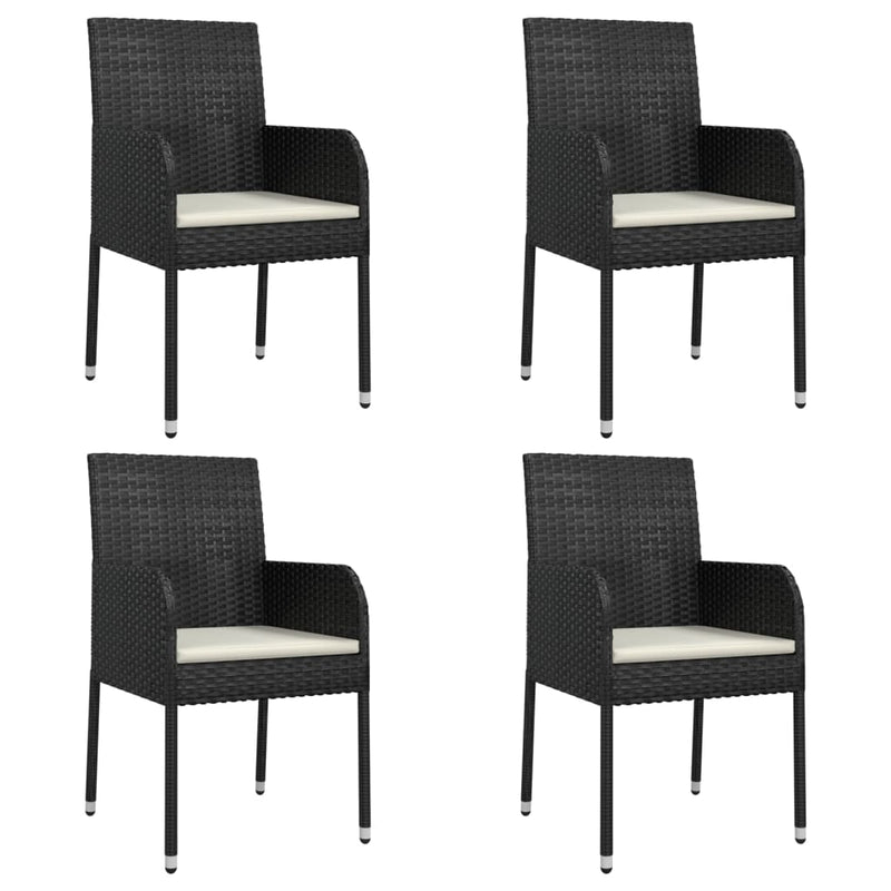 vidaXL Garden Chairs with Cushions 4 pcs Poly Rattan Black