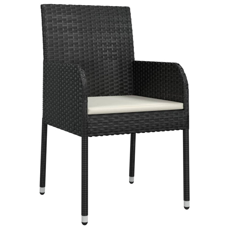 vidaXL Garden Chairs with Cushions 4 pcs Poly Rattan Black