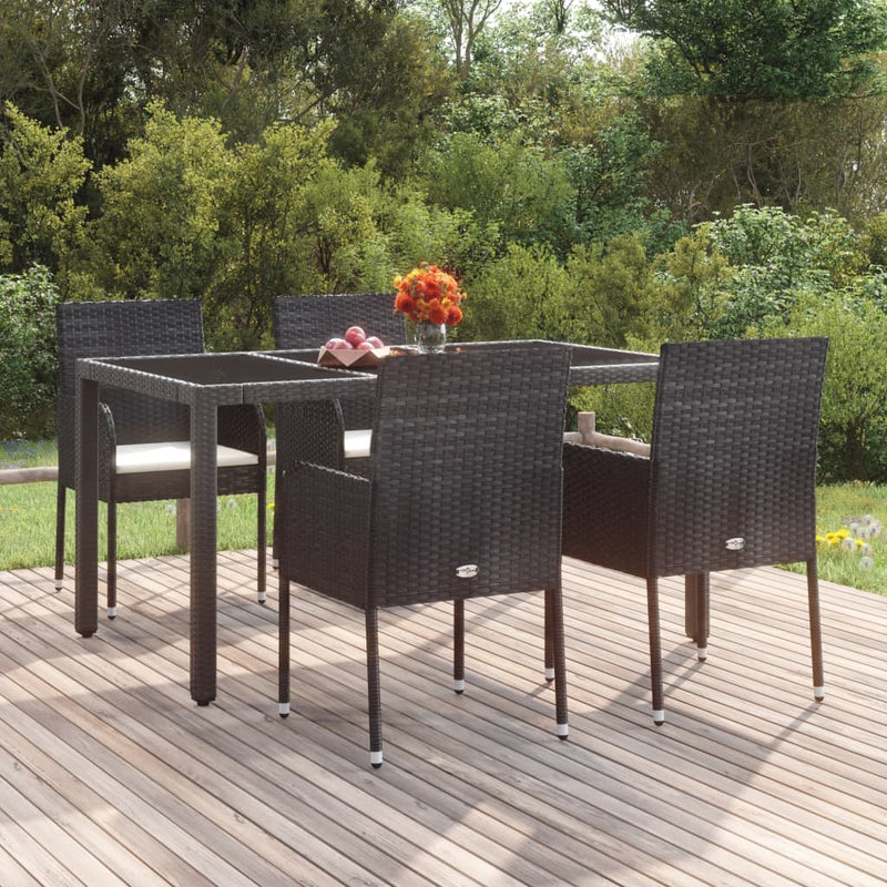 vidaXL Garden Chairs with Cushions 4 pcs Poly Rattan Black