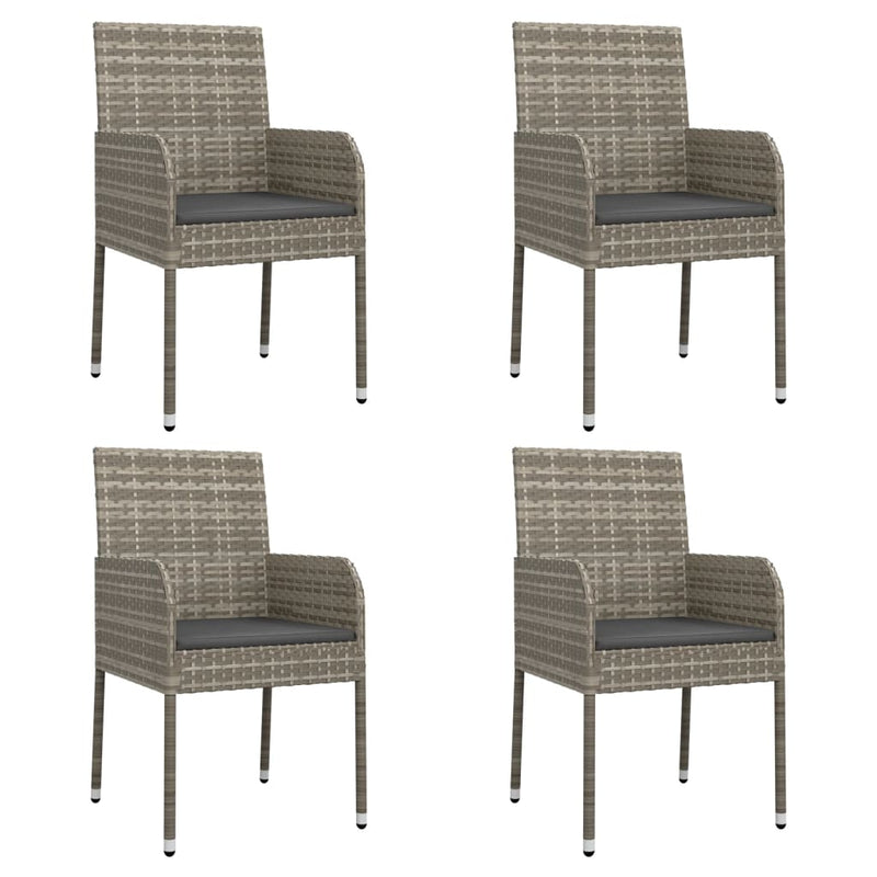 vidaXL Garden Chairs with Cushions 4 pcs Poly Rattan Grey