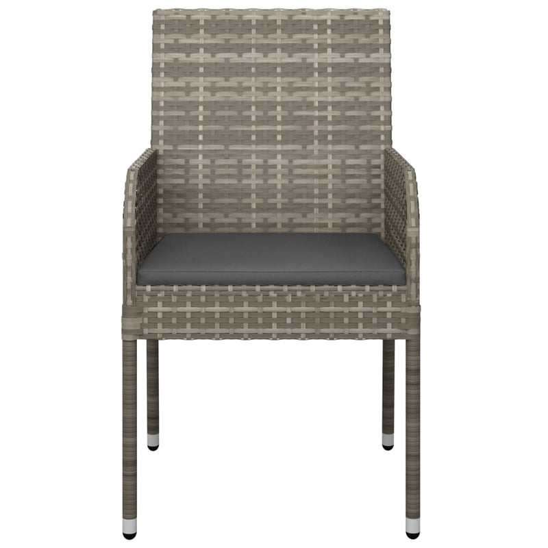vidaXL Garden Chairs with Cushions 4 pcs Poly Rattan Grey