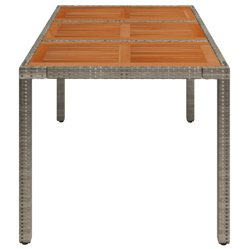 vidaXL Garden Table with Wooden Top Grey 150x90x75 cm Poly Rattan