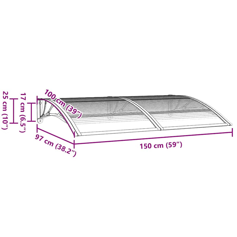vidaXL Door Canopy Black 150x100 cm Polycarbonate