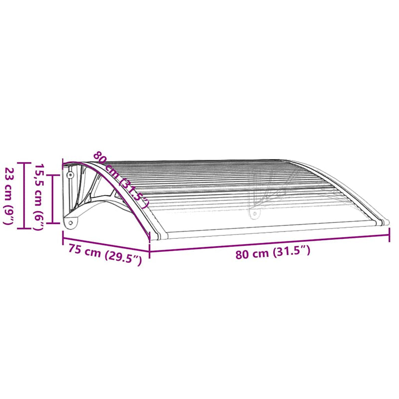 vidaXL Door Canopy Black and Transparent 80x75 cm Polycarbonate