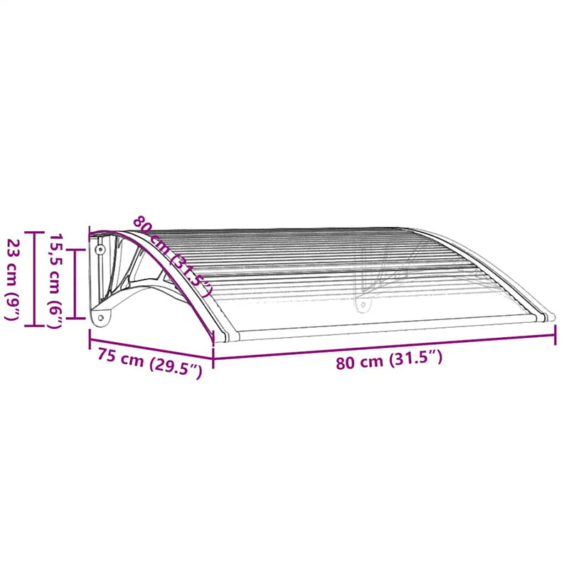 vidaXL Door Canopy Grey and Transparent 80x75 cm Polycarbonate