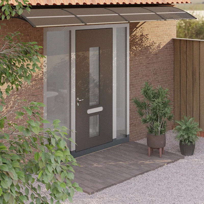Door Canopy Black 350x75 cm Polycarbonate
