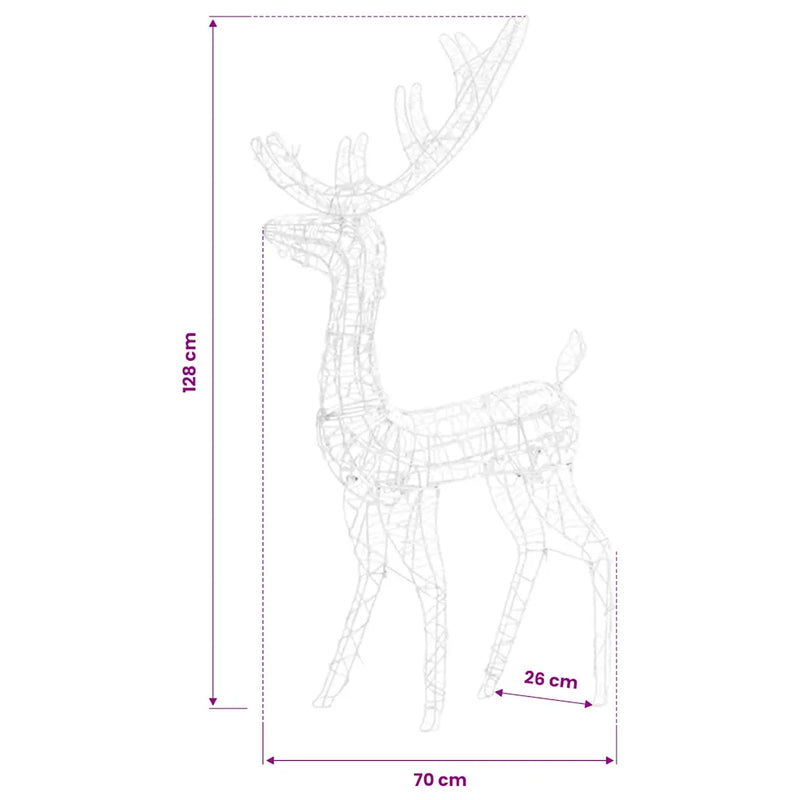 Acrylic Reindeer Christmas Decorations 3 pcs 120 cm Warm White