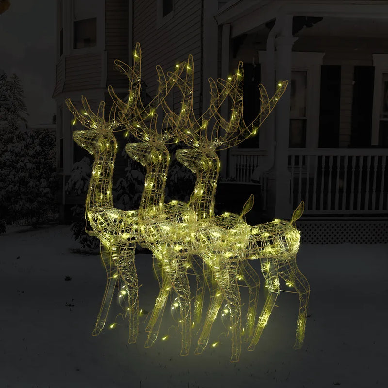 Acrylic Reindeer Christmas Decorations 3 pcs 120 cm Warm White