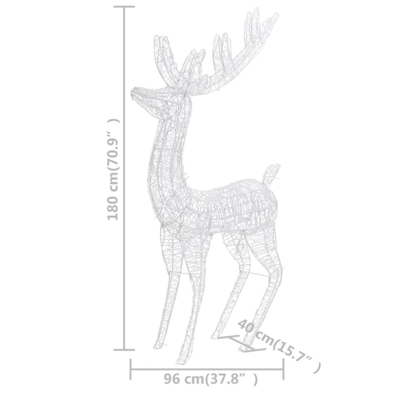vidaXL XXL Acrylic Christmas Reindeers 250 LED 2 pcs 180 cm Warm White
