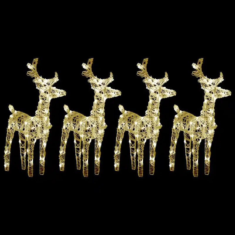 Christmas Reindeers 4 pcs Warm White 160 LEDs Acrylic
