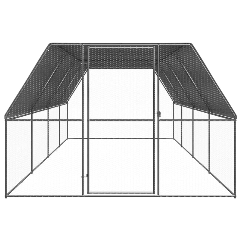 vidaXL Outdoor Chicken Cage 3x8x2 m Galvanised Steel