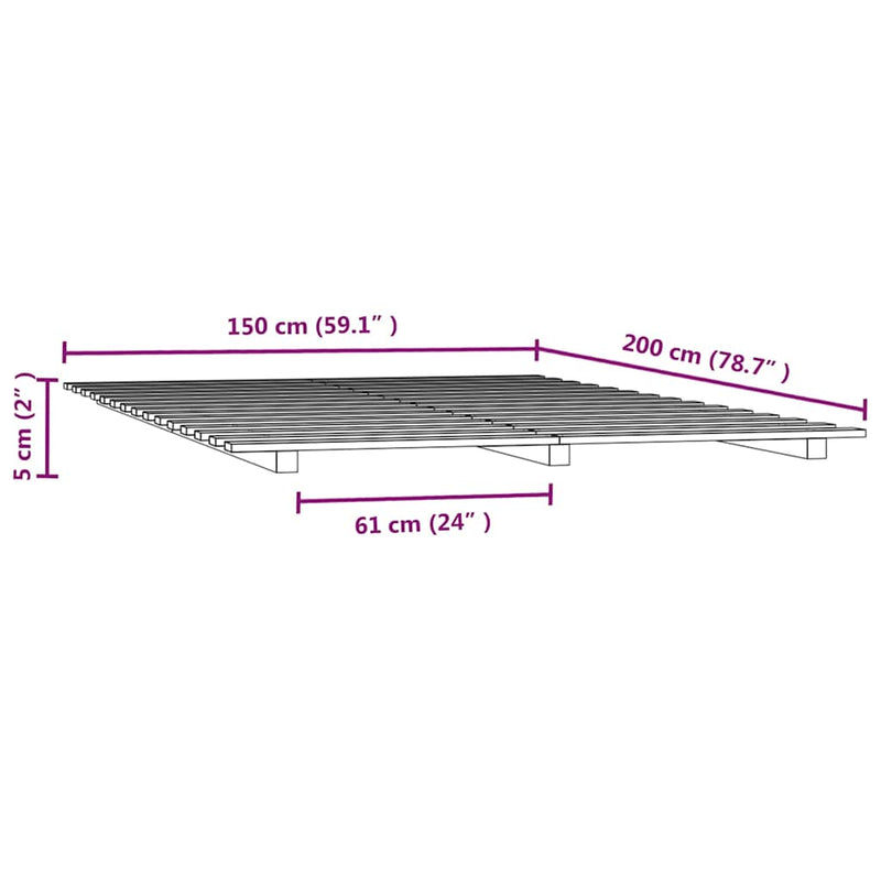 vidaXL Bed Frame without Mattress 150x200 cm Solid Wood Pine