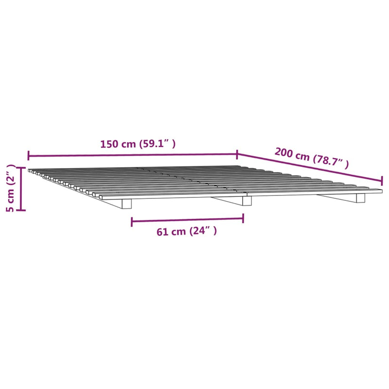 vidaXL Bed Frame without Mattress White 150x200 cm Solid Wood Pine