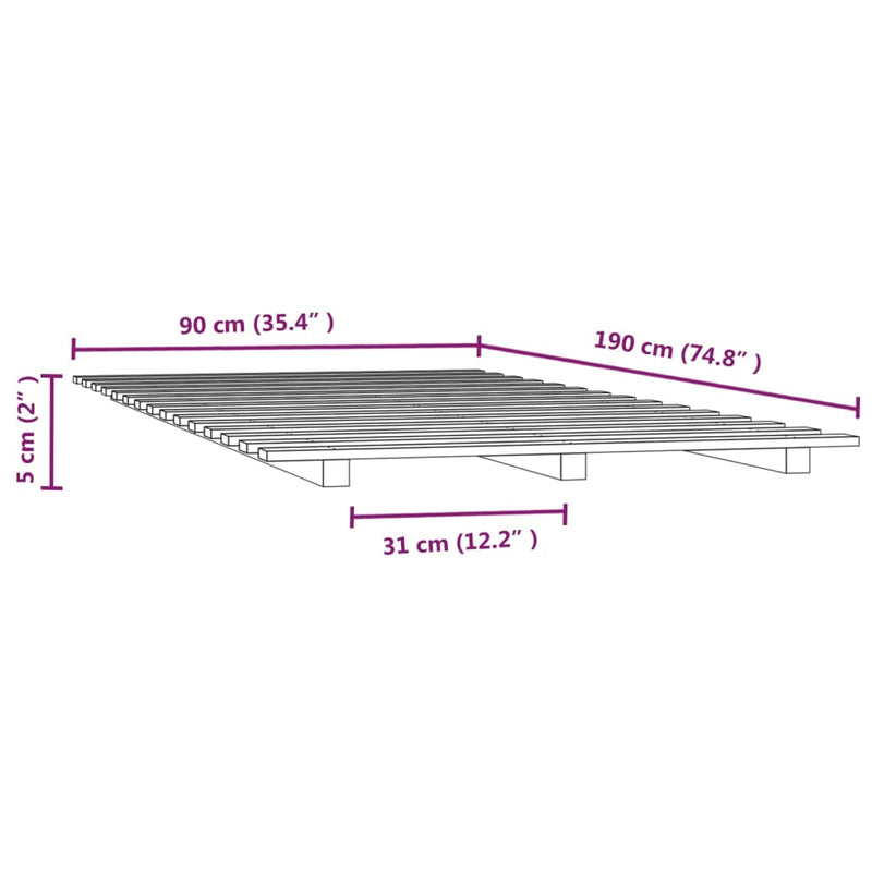 vidaXL Bed Frame without Mattress 90x190 cm Solid Wood Pine