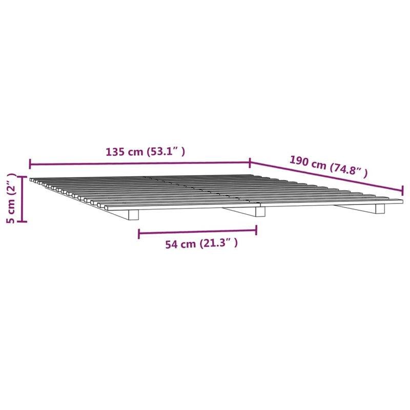 vidaXL Bed Frame without Mattress 135x190 cm Solid Wood Pine