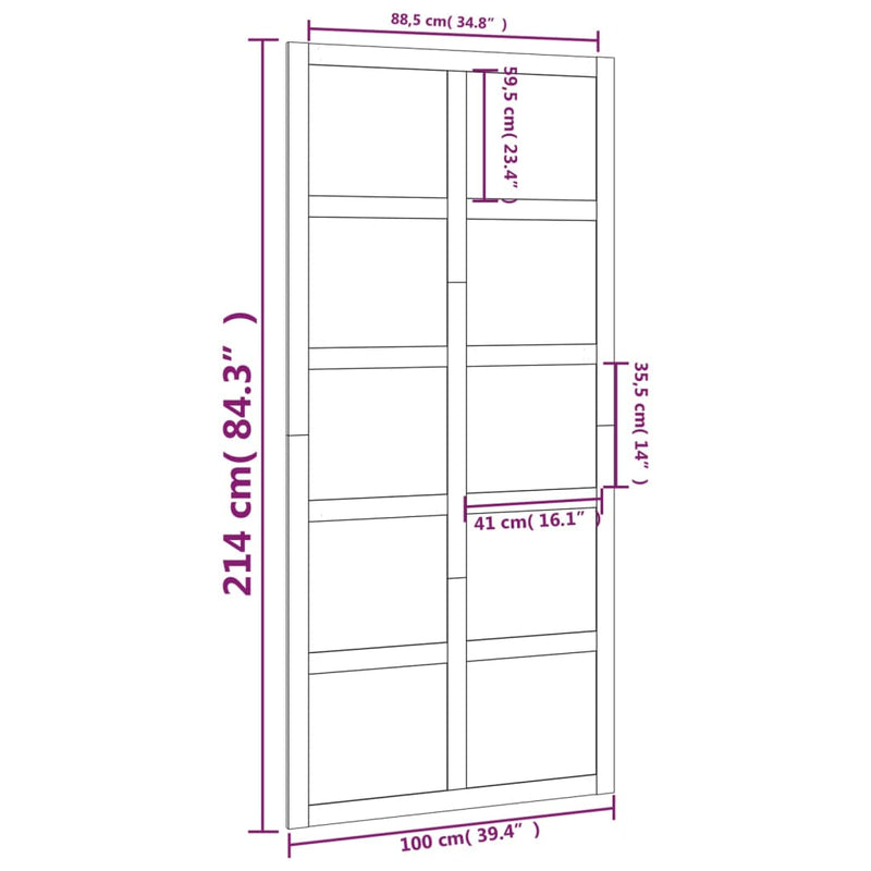 vidaXL Barn Door 100x1.8x214 cm Solid Wood Pine