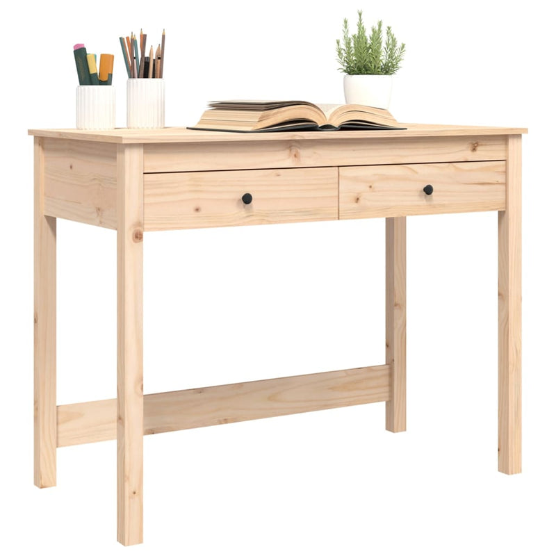 vidaXL Desk with Drawers 100x50x78 cm Solid Wood Pine