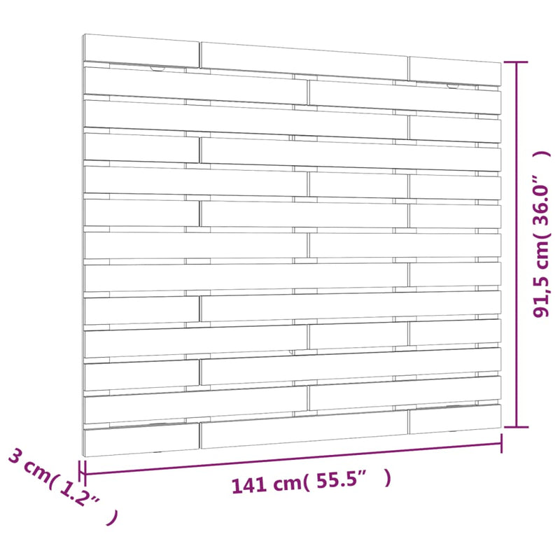 vidaXL Wall Headboard White 141 cm Solid Wood Pine