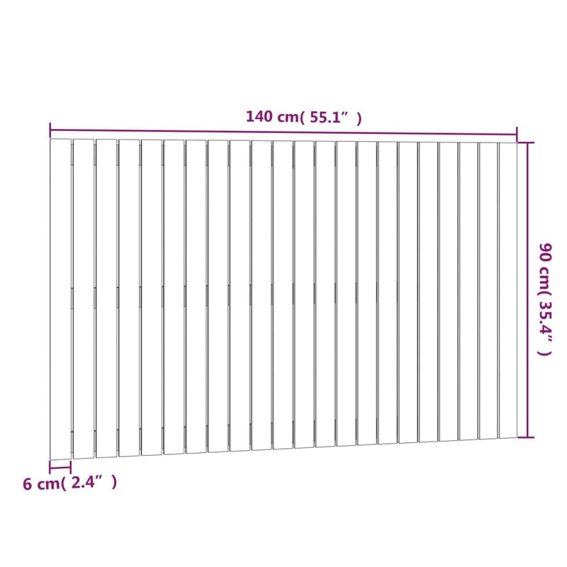 vidaXL Wall Headboard White 140 cm Solid Wood Pine