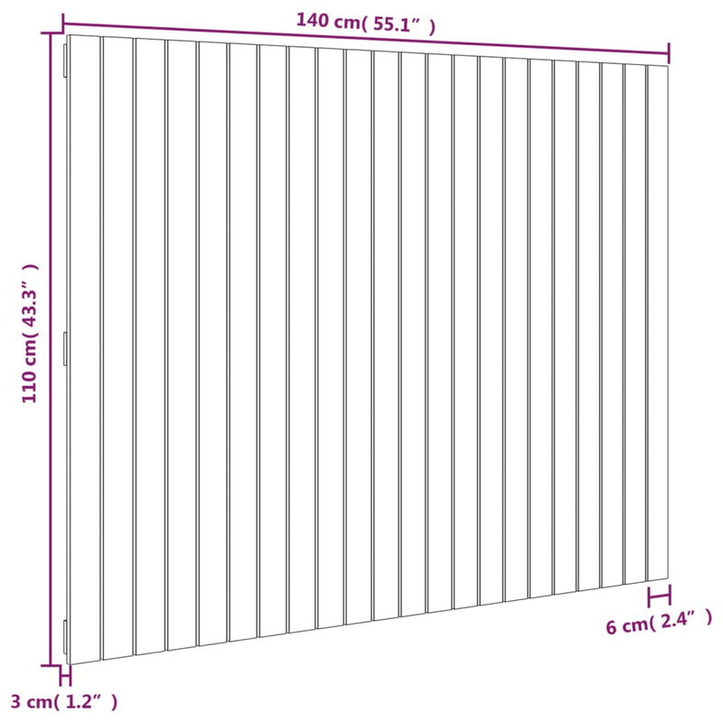 vidaXL Wall Headboard White 140 cm Solid Wood Pine