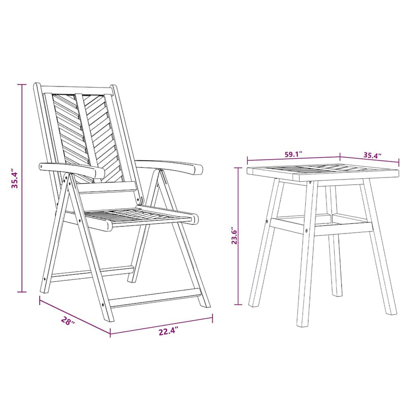 vidaXL Garden Dining Set 3 pcs Brown Solid Acacia Wood