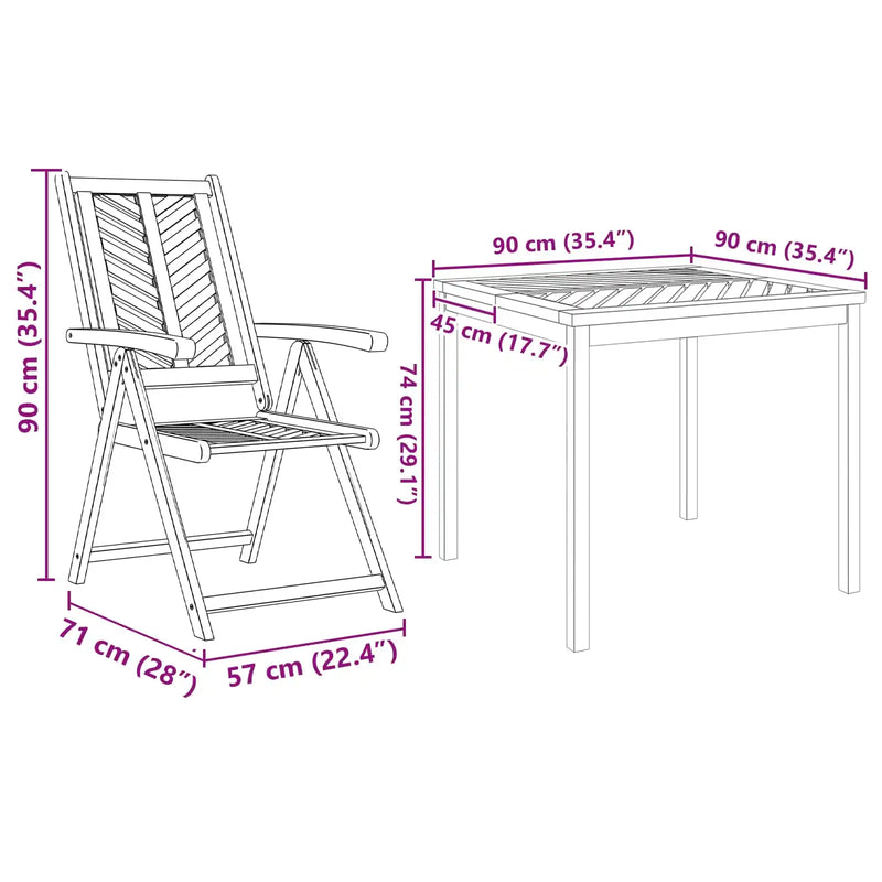 Garden Dining Set 3 pcs Brown Solid Acacia Wood