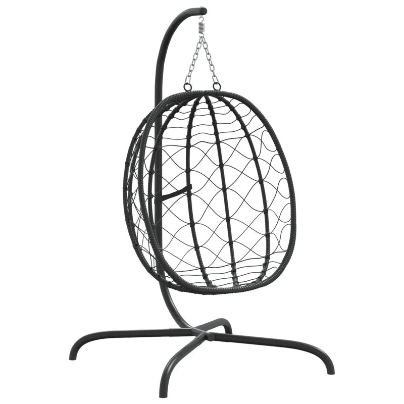 Hanging Egg Chair with Cushion Cream White Poly Rattan&Steel
